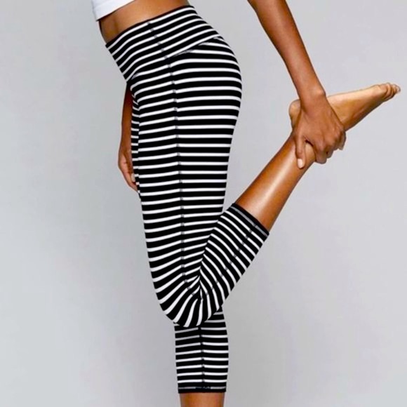 ATHLETA leggings size Medium. Black and white striped. - Picture 2 of 4